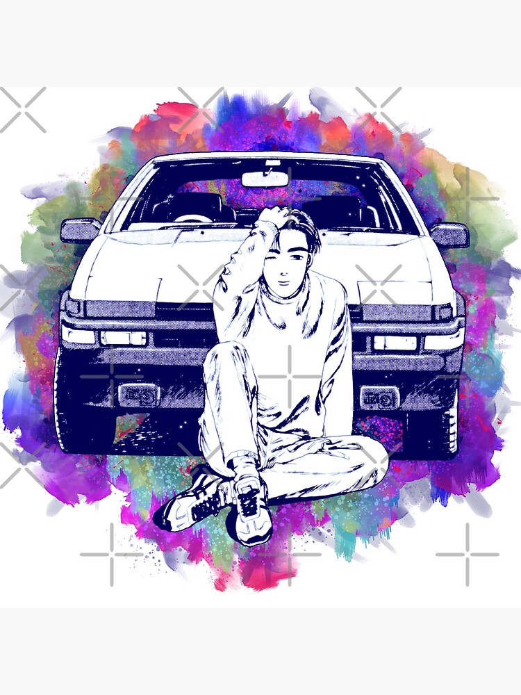 Initial D Takumi Ae86 Watercolor Throw Pillow - Image 2