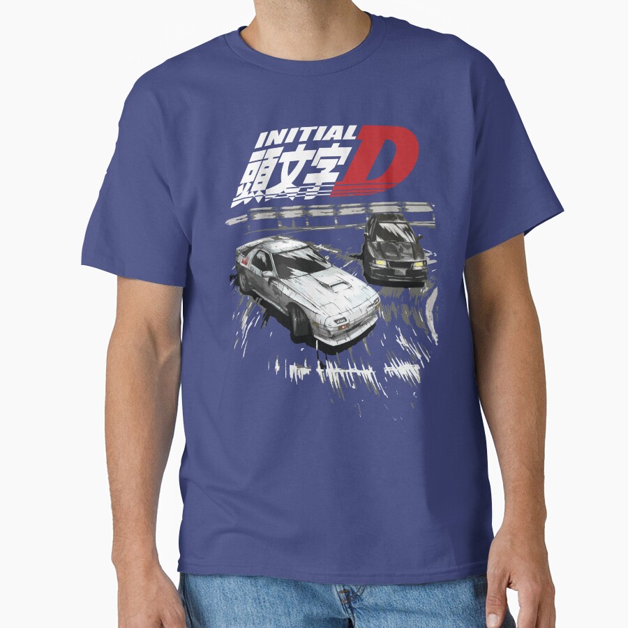 Initial D Mountain Drift Racing Tandem Evo Iii Vs Fc Rx 7 T-shirt - Image 4