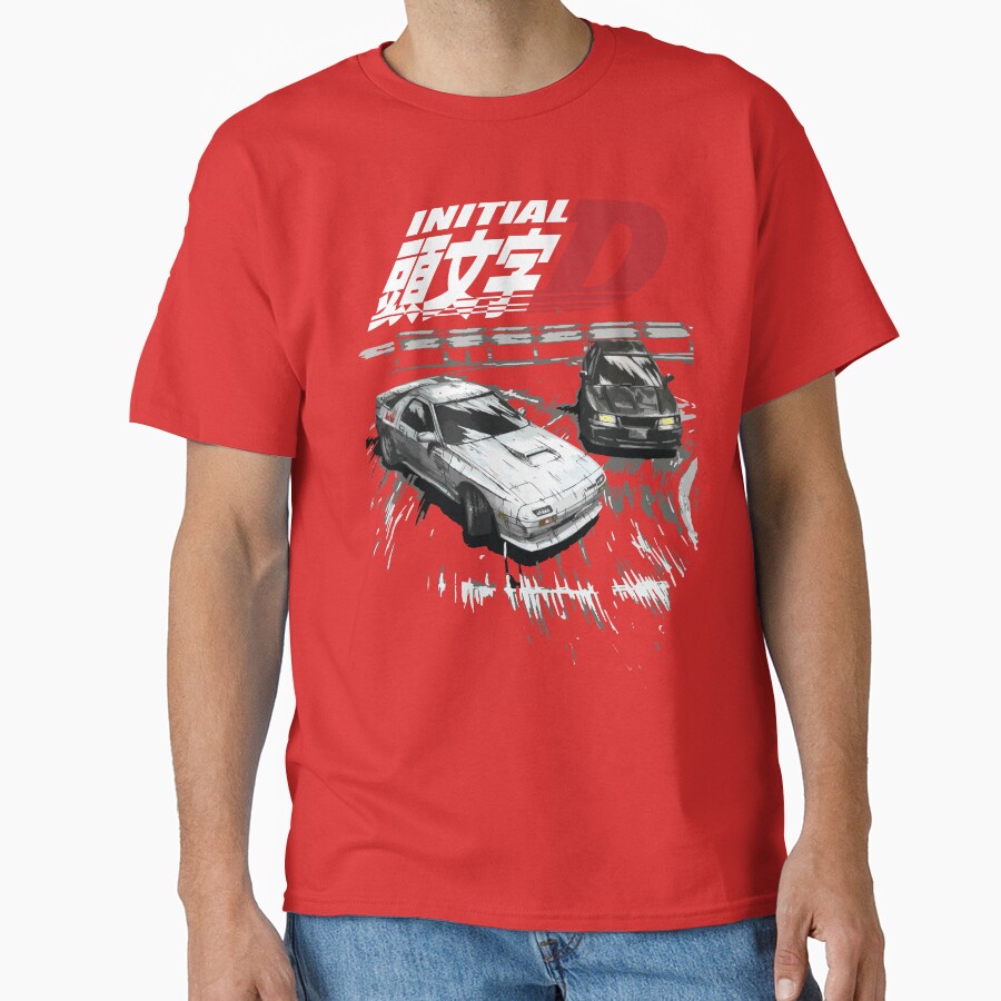 Initial D Mountain Drift Racing Tandem Evo Iii Vs Fc Rx 7 T-shirt - Image 5