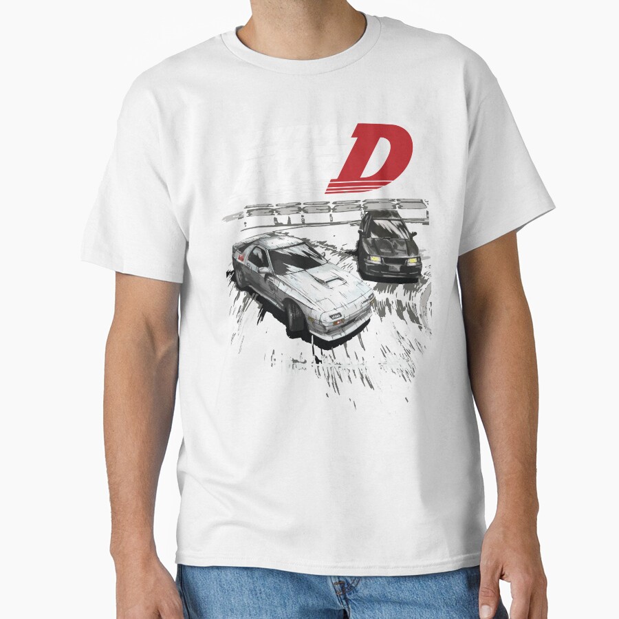 Initial D Mountain Drift Racing Tandem Evo Iii Vs Fc Rx 7 T-shirt - Image 2