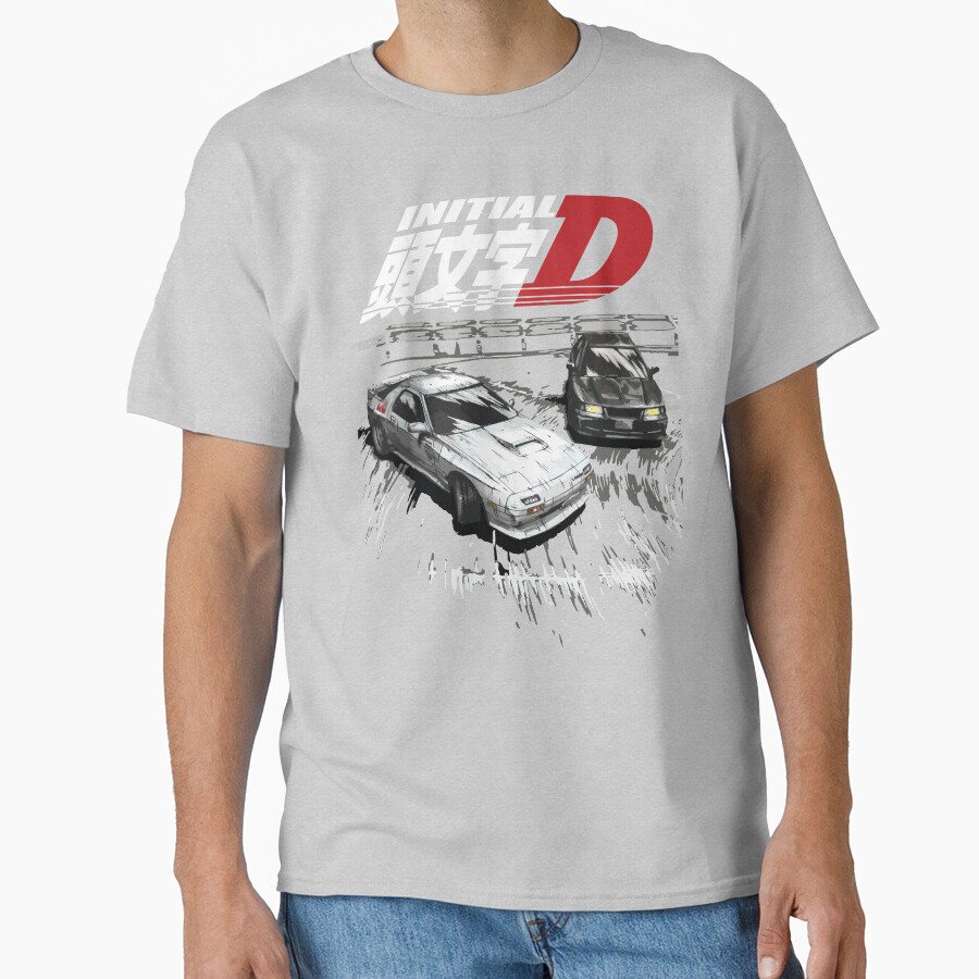 Initial D Mountain Drift Racing Tandem Evo Iii Vs Fc Rx 7 T-shirt - Image 3