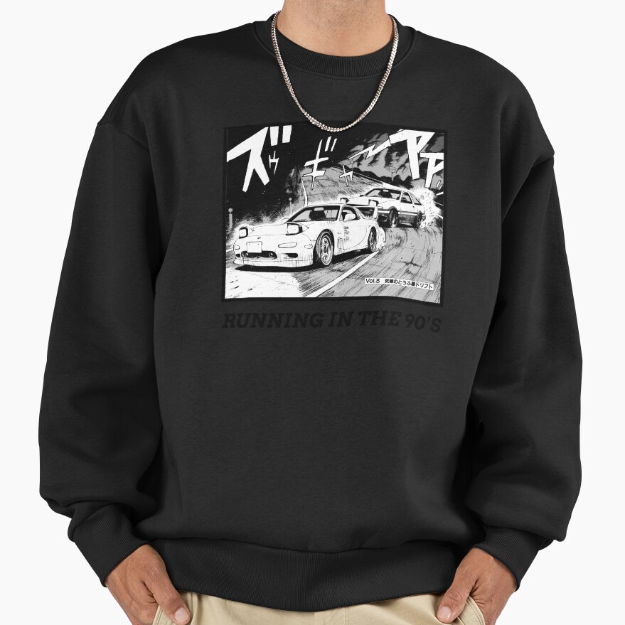 Initial D Running In The 90 S Ae86 Vs Rx7 Sweatshirt - Image 2
