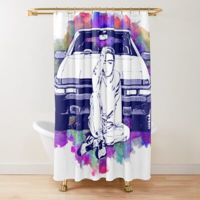 Initial D Takumi Ae86 Watercolor Shower Curtain