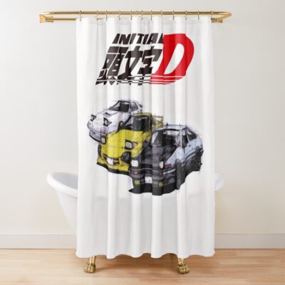 Initial D Ae86 And Rx7 Sketch Shower Curtain