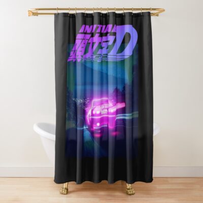 Initial D Neon Light Ae86 Vintage Design Shower Curtain