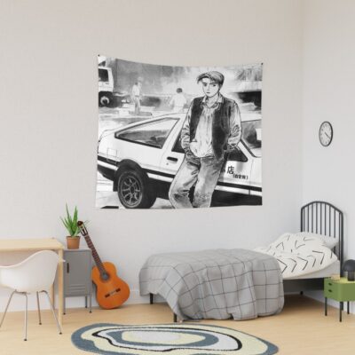 Initial D Takumi Manga Ae86 Vintage Design Tapestry