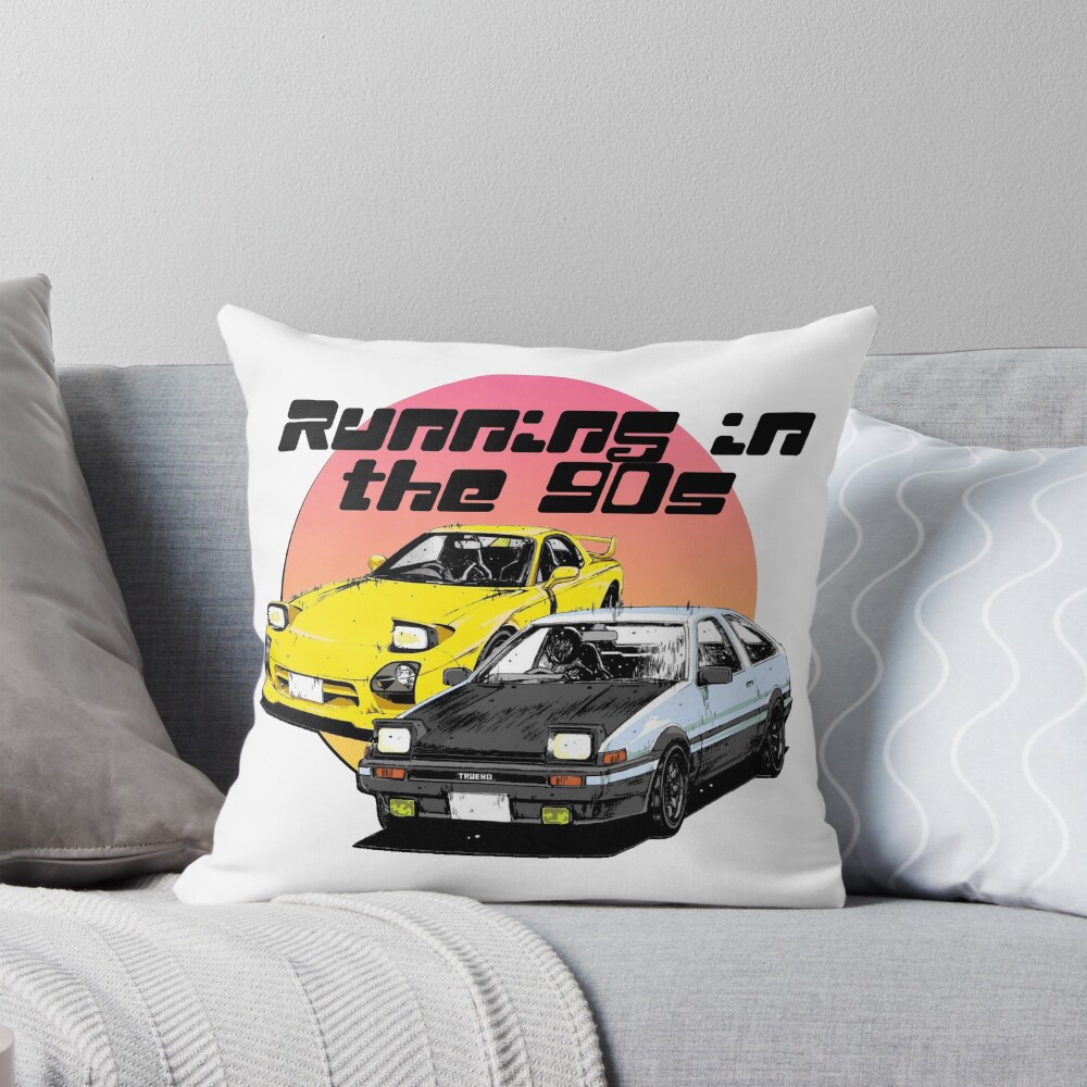 Initial D Running In The 90s Manga Throw Pillow