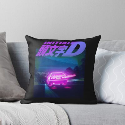 Initial D Neon Light Ae86 Vintage Design Throw Pillow