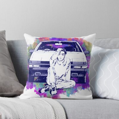 Initial D Takumi Ae86 Watercolor Throw Pillow