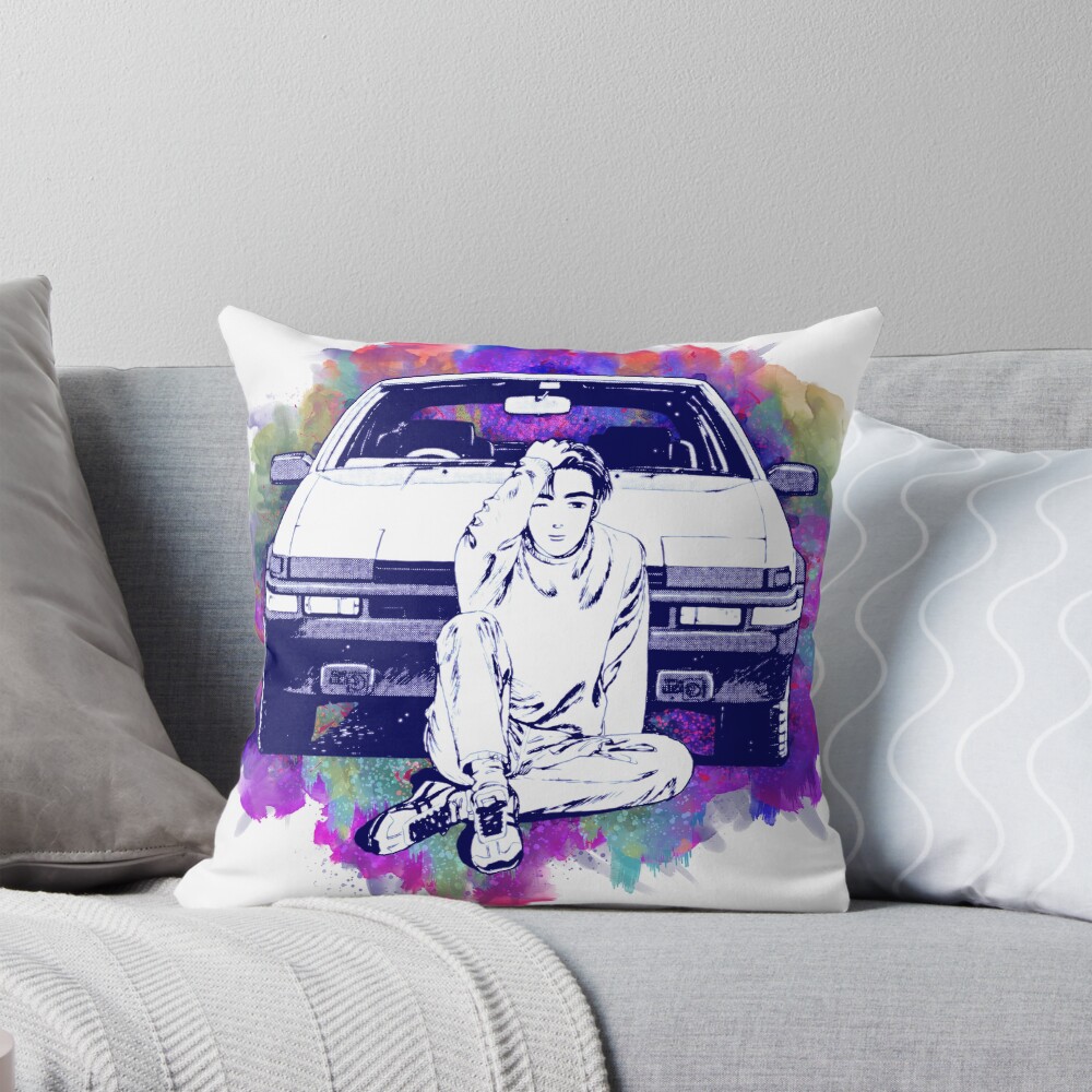 Initial D Takumi Ae86 Watercolor Throw Pillow
