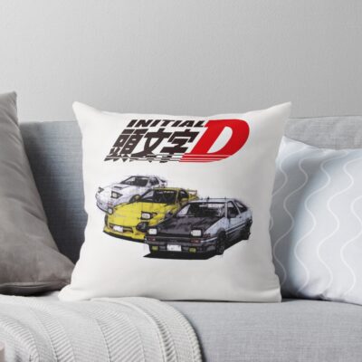 Initial D Ae86 And Rx7 Sketch Throw Pillow