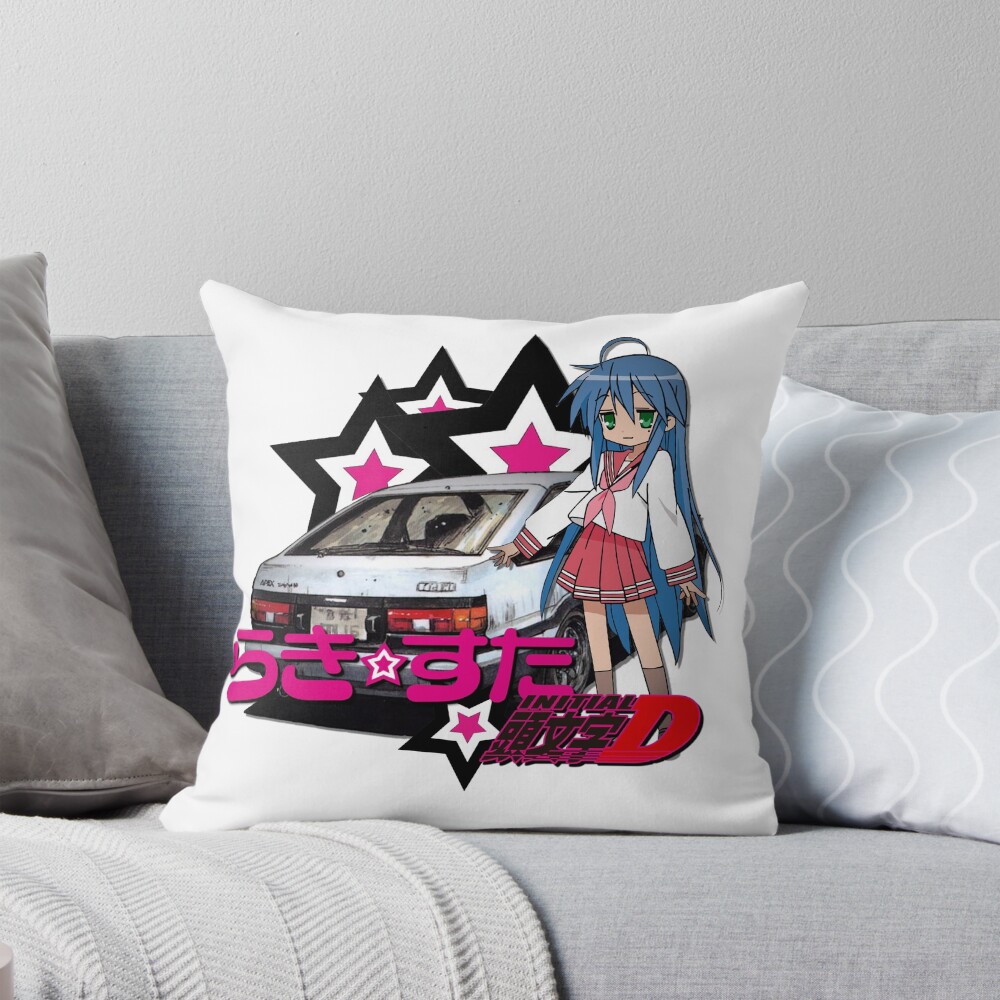 Lucky Star Konata Intitial D Throw Pillow