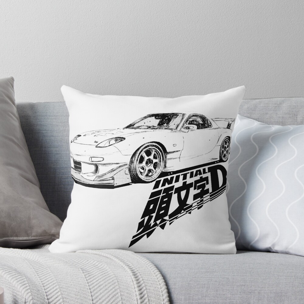 Initial D Rx7 Fc Manga Classic Design Throw Pillow